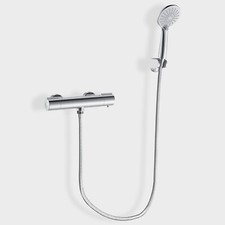Shower Bathroom Thermostatic Exposed Bar Shower Mixer Set Chrome 1/2" Outlet