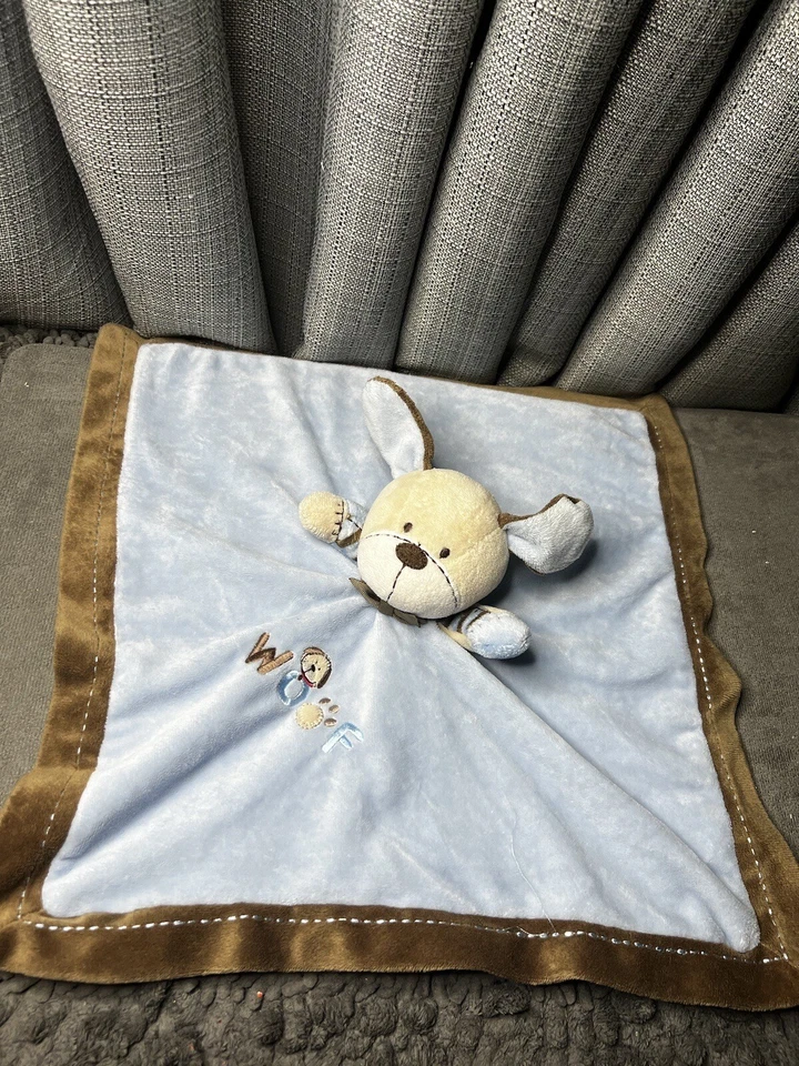 Carters Woof Puppy Dog Lovey Baby Blanket Security Blue Embroidered 16 Inch - Image 2 of 4