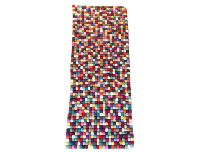 Handmade Nepali Felt Ball Rug 100% Wool Multi Color Runner 45x120cm Boho Carpet