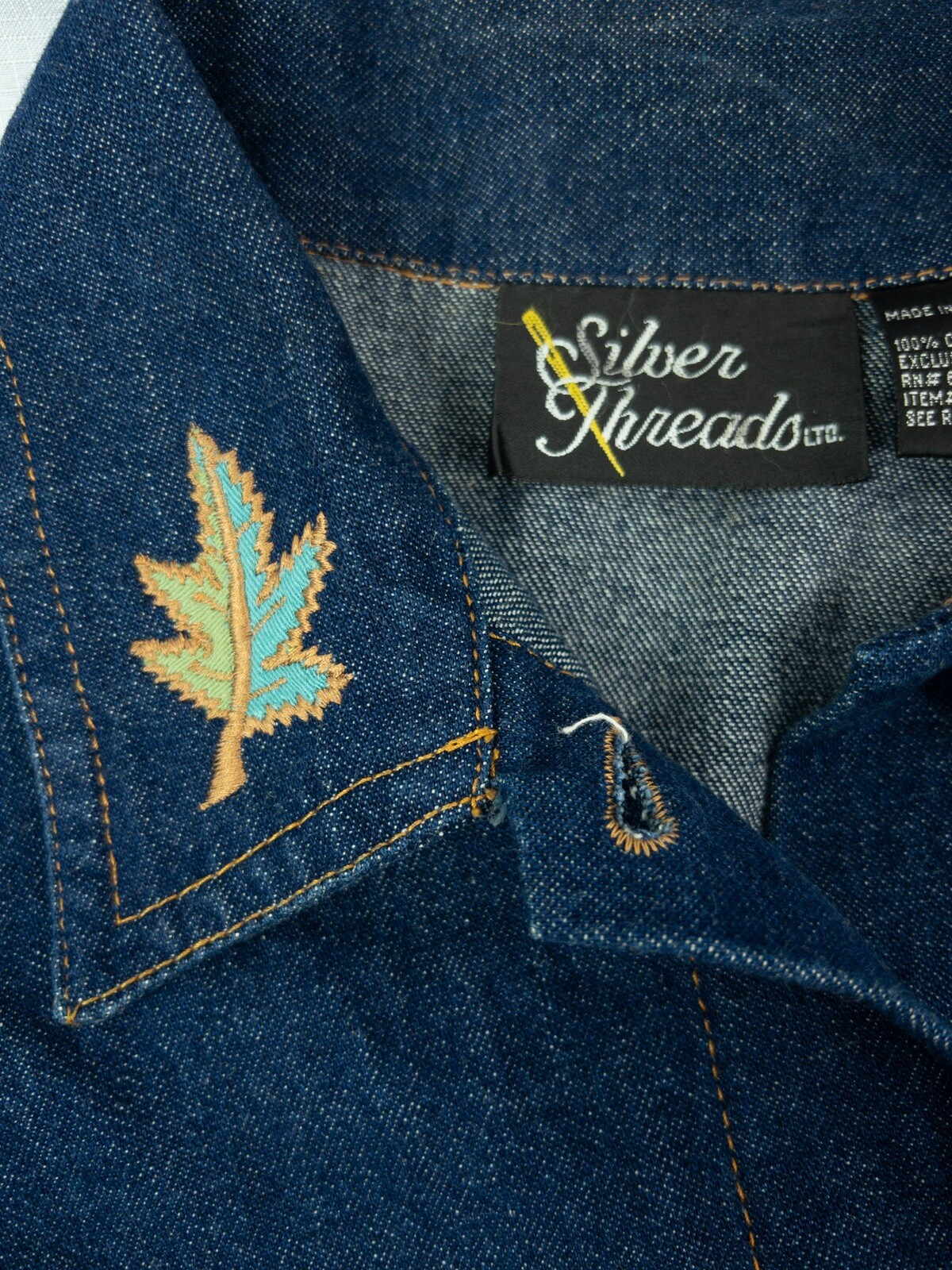 Silver Threads light jacket Embroidered Denim fal… - image 3