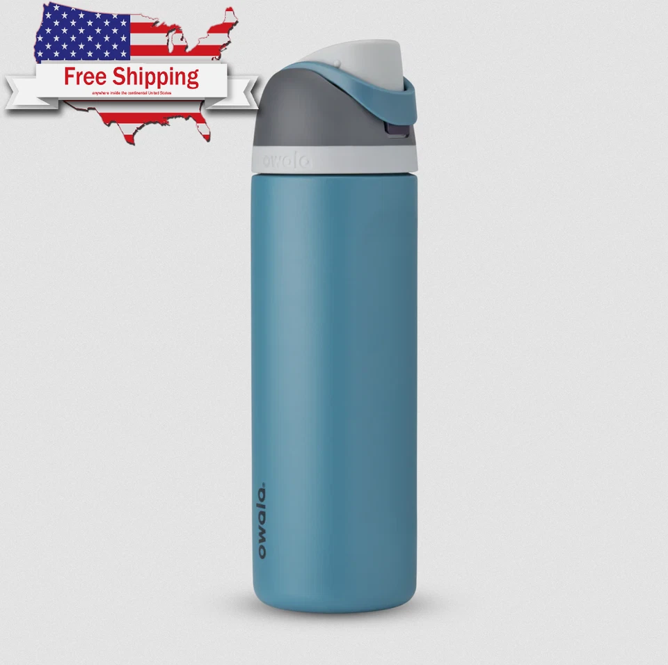 Owala FreeSip Stainless Steel Insulated Water Bottle, 24oz, Blue Oasis.