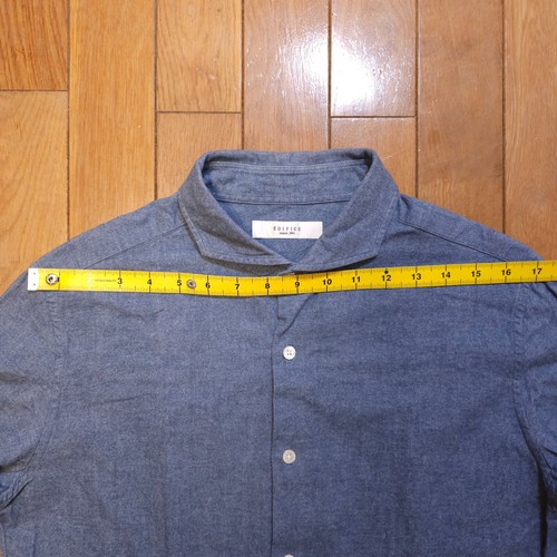 LNWOT Edifice Made in Japan Brushed Denim Cutaway Shirt Gray/Blue Fits Medium - Picture 9 of 10