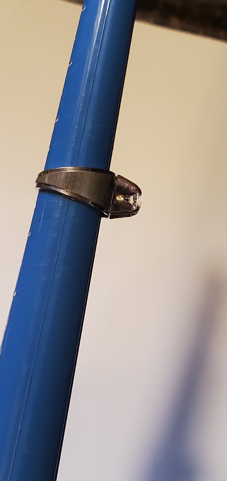 H.M.S. Brushed Silver Tone Solitaire Wide Band Fashion Ring Size 7 White Topaz  thumbnail 9