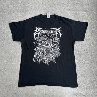 GILDAN ENDSEEKER Retro Rock Band T-Shirt Kurzarm Gr. L Print Logo 21401 Schwarz