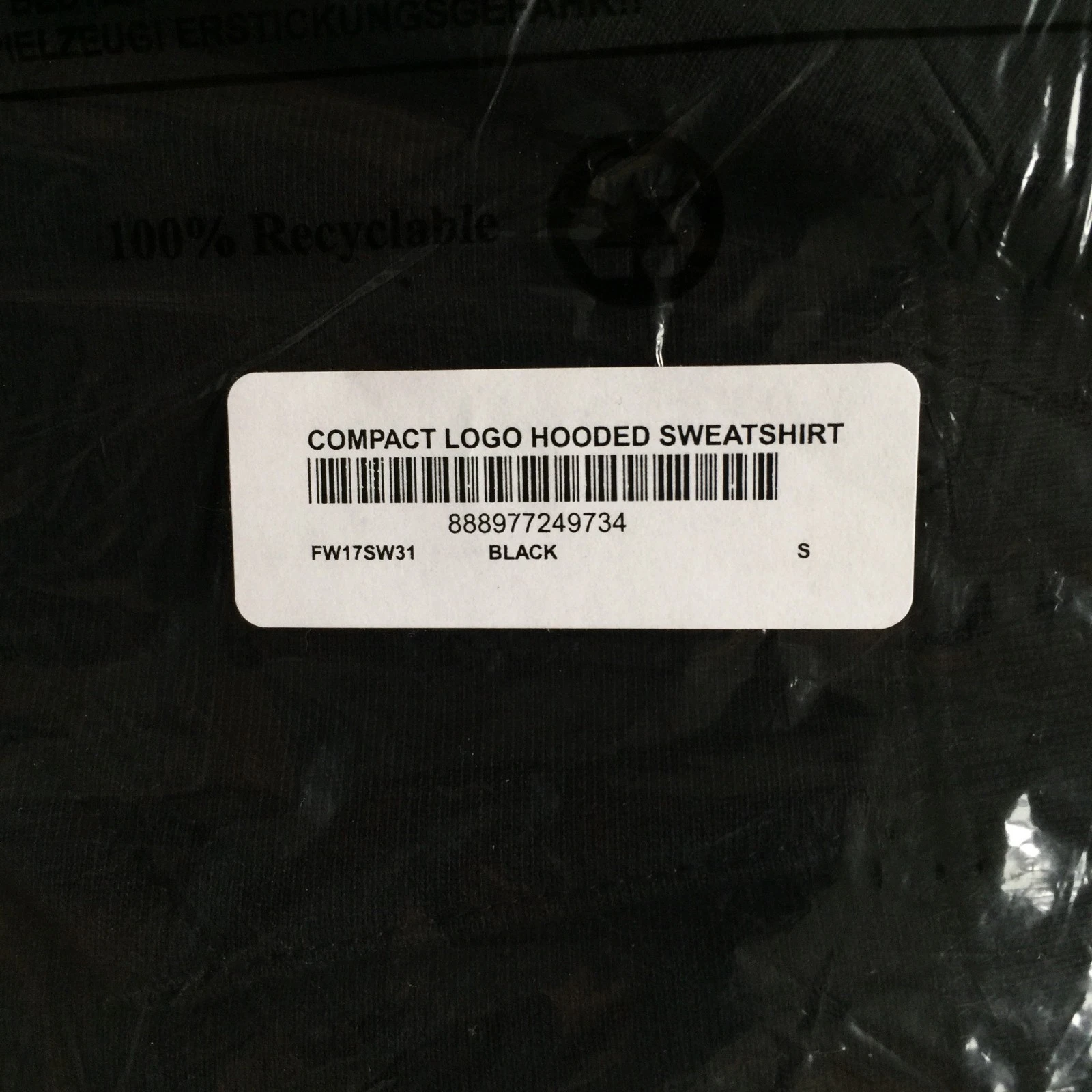 ***** Felpa con cappuccio Supreme Compact Logo Nuova Small S Black Box Marchio *****