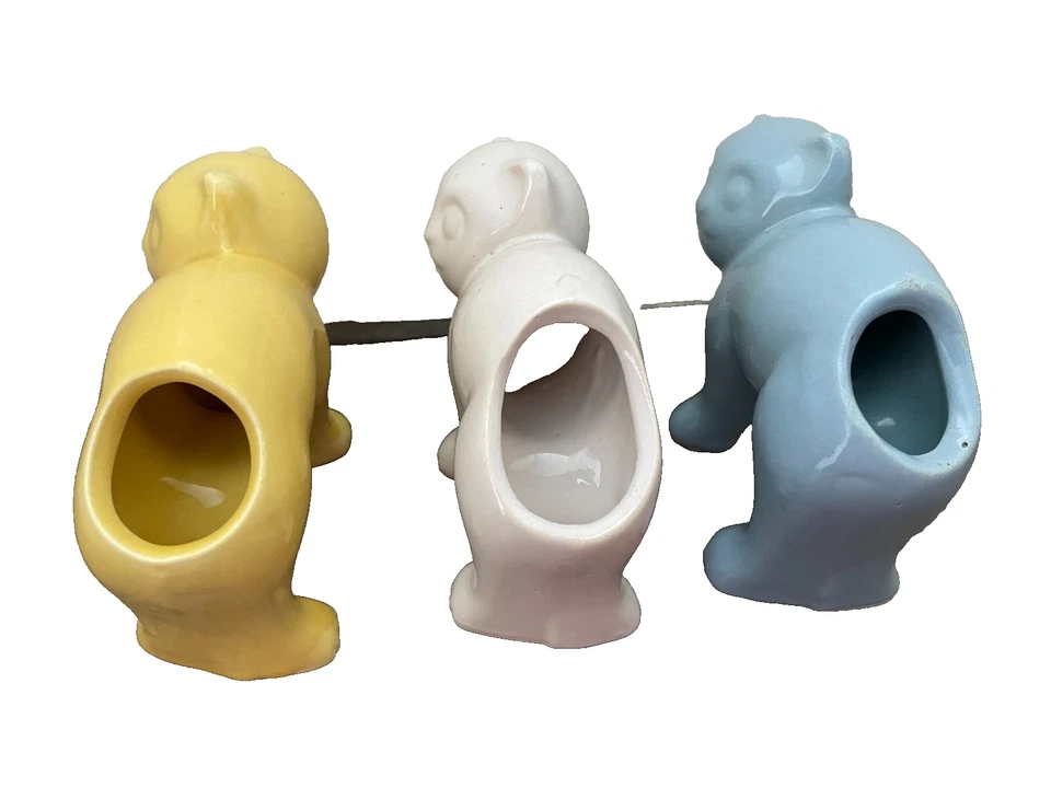 Vintage McCoy Lot 3 Multi Color Arched Back Cat Pottery Planter 5"x 3.75" - Image 4 of 4