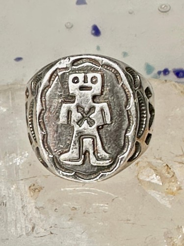 Mudman ring Navajo crossed arrows figurative Kachina size 9 sterling silver wome