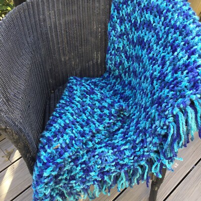 Weiche hand Jumbo gestrickt blau farbige Kniedecke Überwurf 36''x 45'' Winterwärmer