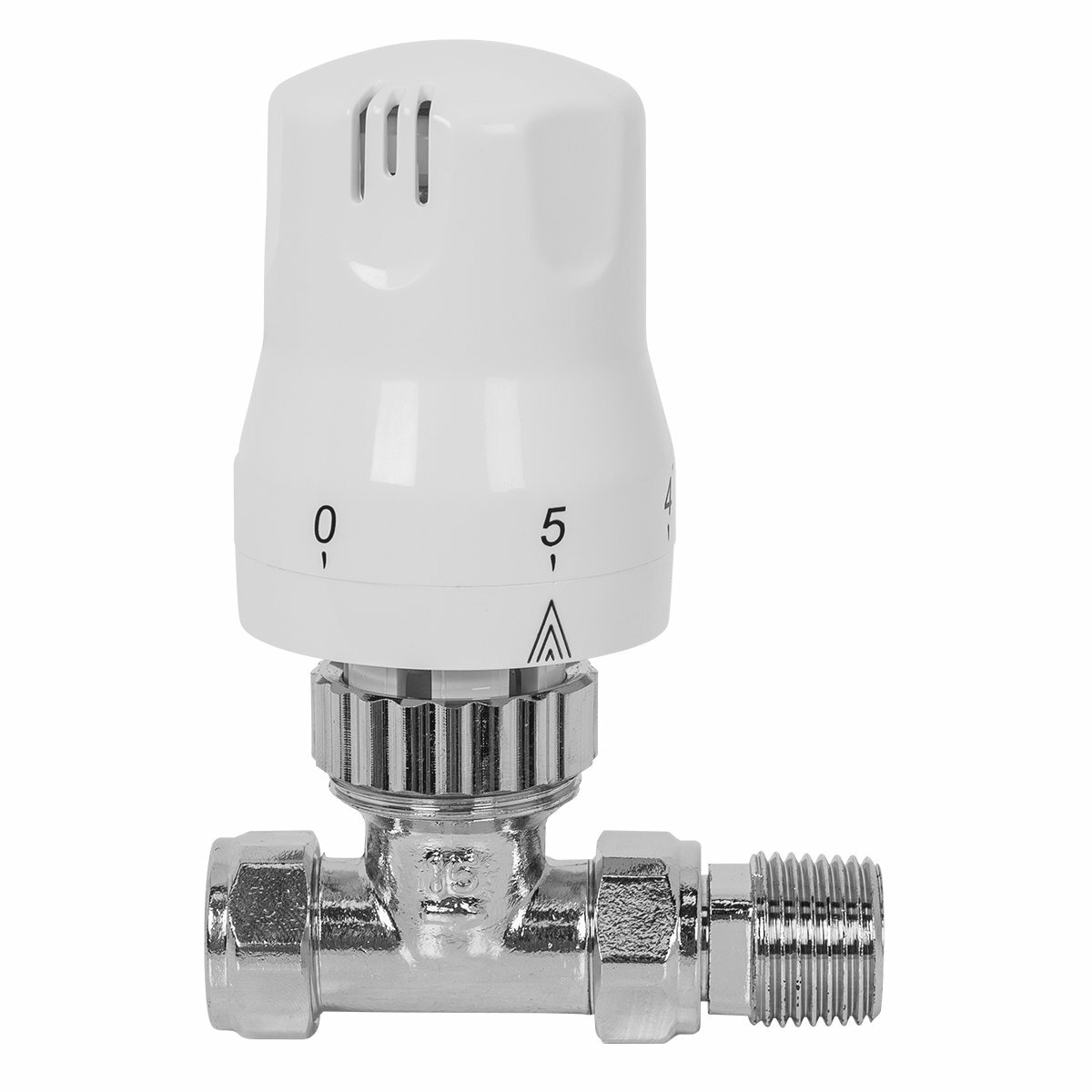 15mm Thermostatic Straight White Heating Radiator Valve - One Piece