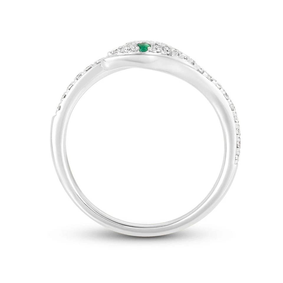 Anillo de serpiente de diamantes de 0,15 quilates de oro blanco de 14 quilates con diamante natural Foto 4 de 4