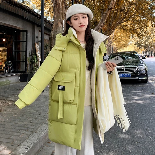 Mujeres Abrigo Cálido Suelto Largo Con Capucha Algodón Invierno Acolchado Parka Informal Prendas de abrigo Talla - Imagen 29 de 29
