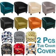 Stretch Tub Chair Slipcover 2-Piece Barrel Club Chair Covers with Cushion Cover