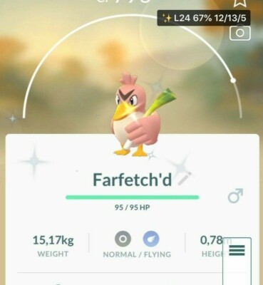  Shiny Farfetch'd -  P T C - 80k stardust  - Description