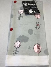 DISNEY KITCHEN TOWELS 2 WINNIE THE POOH PIGLET GRAY RED 100 COTTON NWT