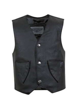 Leather Motorcycle Vest - Biker Kid's - Plain Sides - KD390-DL