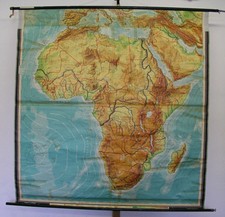 Vintage Poster School Wall Map Africa Physical Map 184x190c~1965