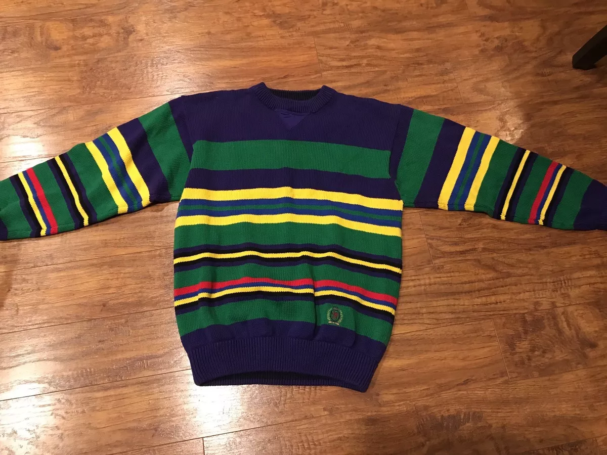VINTAGE Tommy Hilfiger Sweater Adult Medium Striped Color Block