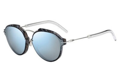 NEW DIOR DIORECLAT 0GNO Sunglasses, Black Marble Ruthenium / Light Blue Mirror