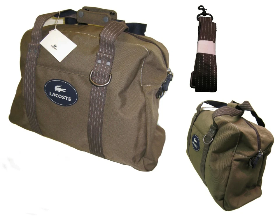 LACOSTE HOLDALL BAG Weekender Vintage M20 On the Go 7 Olive Green NEW — 第 2/3 张图片