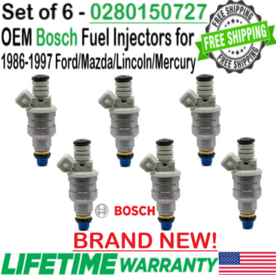 6 Pack OEM Brand New Bosch Fuel Injectors For 1988 Ford E-150 Econoline 5.8L V8
