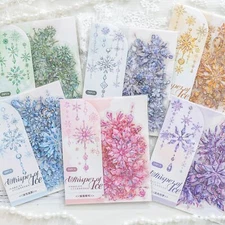 20Pcs Snowflake Transparent Stickers Scrapbooking Sticker Journal Planner Crafts