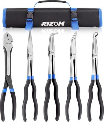 RIZOM 5-Piece 11 Inch Long Needle Nose Pliers Set, Extra Long Reach Pliers Set, 