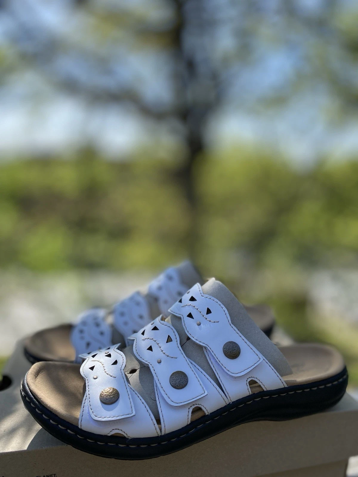 Clarks Laurieann Jade sandalo piatto donna in pelle bianco 10M spedizione gratuita