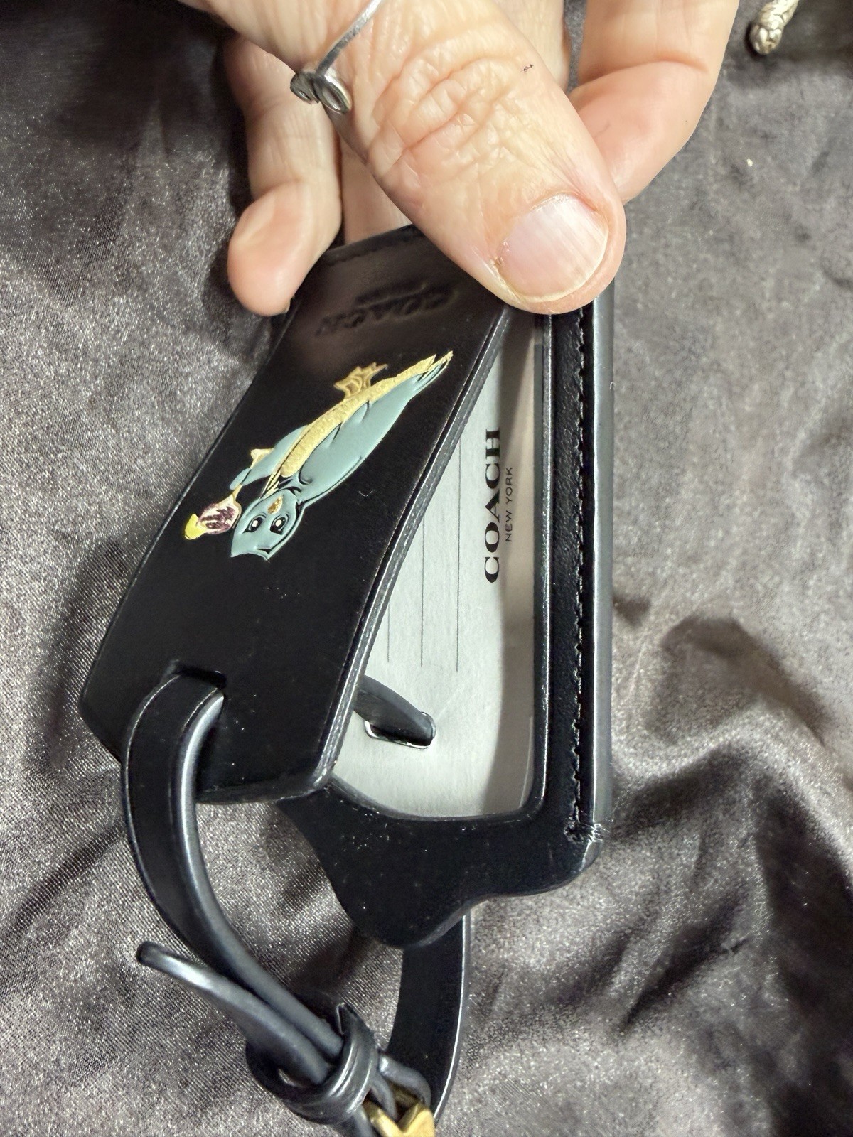 Coach Black Luggage Tag w/ Owl thumbnail 4