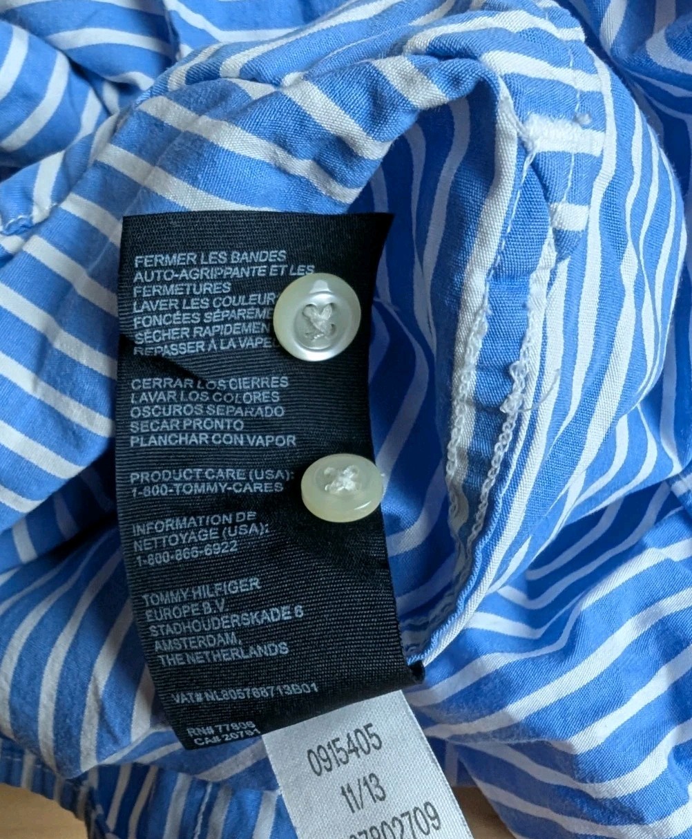 Tommy Hilfiger Blue/White Pinstripe Shirt 80s Two Ply Cotton – Mens 2XL XXL thumbnail 9