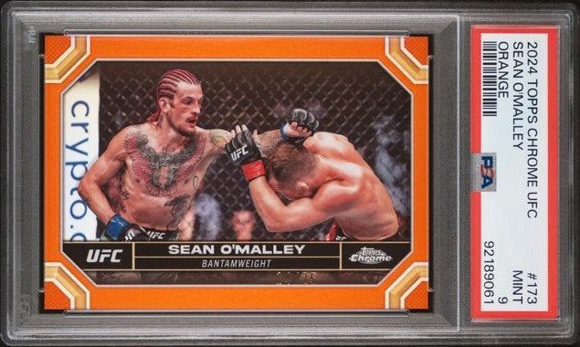 Sean O'Malley 2024 Topps Chrome UFC Orange Refractor Card /25 #173 PSA 9
