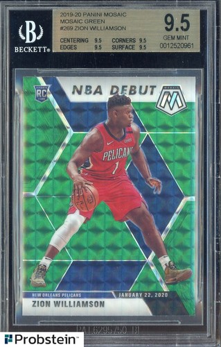 2019-20 Panini Green Mosaic Prizm #269 Zion Williamson RC Rookie BGS 9.5