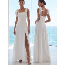 NEW! LULUS Radiant Romance sheer ribbon straps square neck bridal event dress M