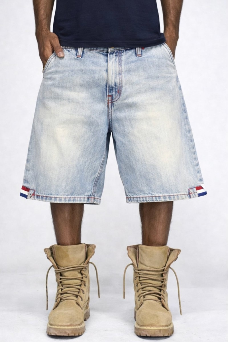 Vintage FB County Puerto Rico Baggy Denim Shorts JNCO Y2K Style 36