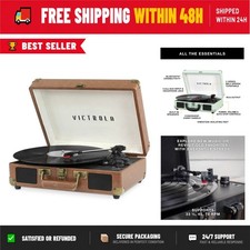 Victrola Journey Bluetooth Suitcase Record Player - Brown, 3-Speed Turntable