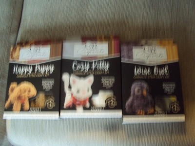 3 Cozy Craftworks Chenille Stem Animal Craft Kit Kitty Puppy Owl