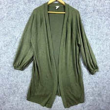 Blu Pepper Long Open Cardigan Sweater Womens Medium Green Y2K 90s Lagenlook
