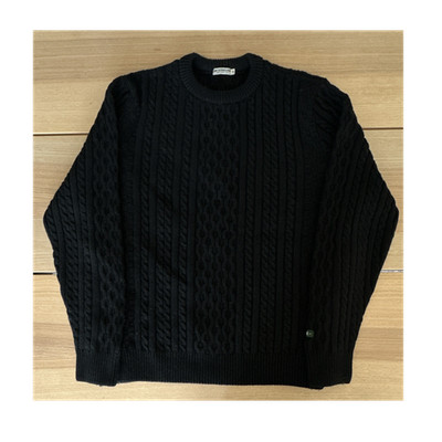 Knickerbocker Black Cable-Knit Lambswool Sweater, size M
