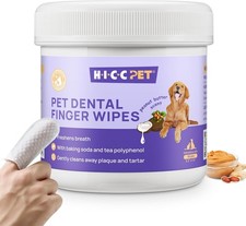 HICC Pet Teeth Cleaning Wipes for Dogs  Cats, Remove Bad Breath by Removing