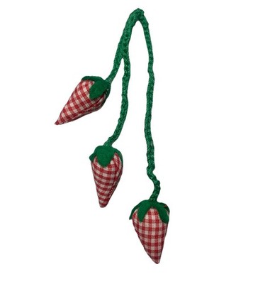 Vintage Fabric and Yarn Strawberries Christmas Ornament Folk Art