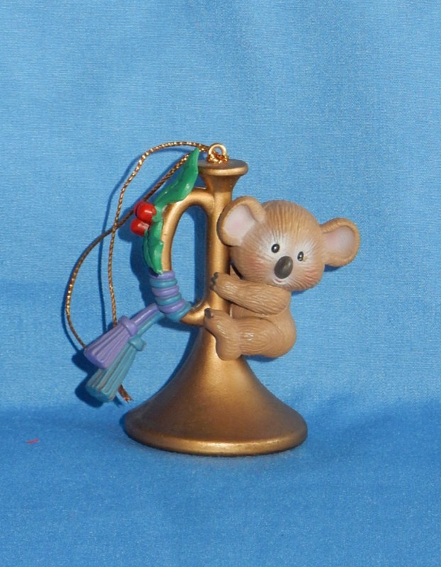 Lustre Fame 1992 Koala on Bugle Horn Christmas Ornament