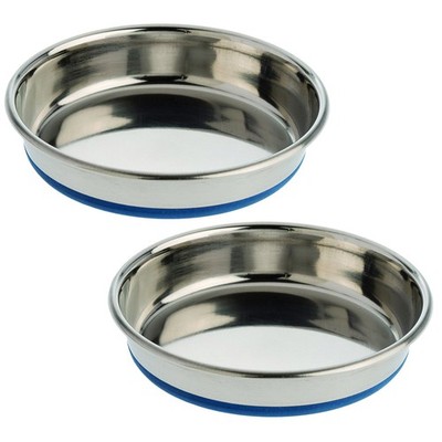 OurPets Durapet NO SKID Stainless Steel Food and Water CAT Bowl 8 ounce - 2 Pack
