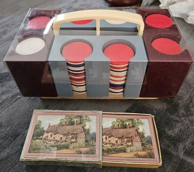 Vintage Dennison Plastic Poker Chip Caddy Set