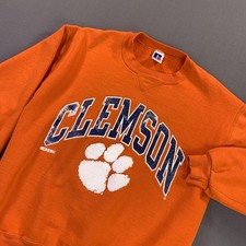 VTG Clemson Tigers Sweatshirt Men M Orange NCAA Football Russell Athletic USA