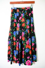 Adrienne Vittadini Skirt 4 Silk Maxi pleated floral Vintage