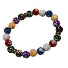Boho Colorful Beaded Stretch Bracelet Marble Pattern Fashion Jewelry Women