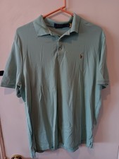 Polo Ralph Lauren Men's Polo Shirt Light Green Size L Short Sleeve Cotton Pony