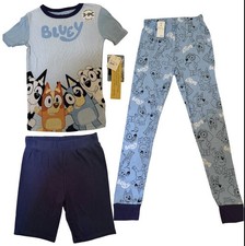 Bluey Kids 3 Pc Pajama Set Size 8 Shirt Pants Shorts Sleepwear NWT