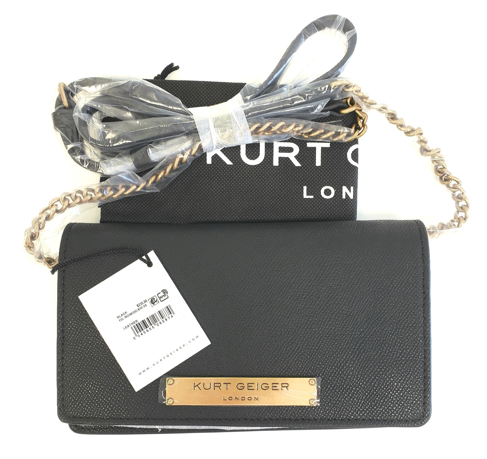 Kurt Geiger London Women's Richmond Mini Crossbody Shoulder Bag in Black Leather