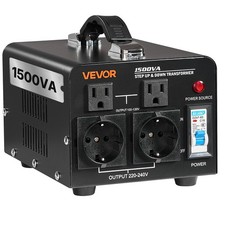 VEVOR Voltage Converter Transformer 1500VA Step Up/Down 110 to 220V/220 to 110V