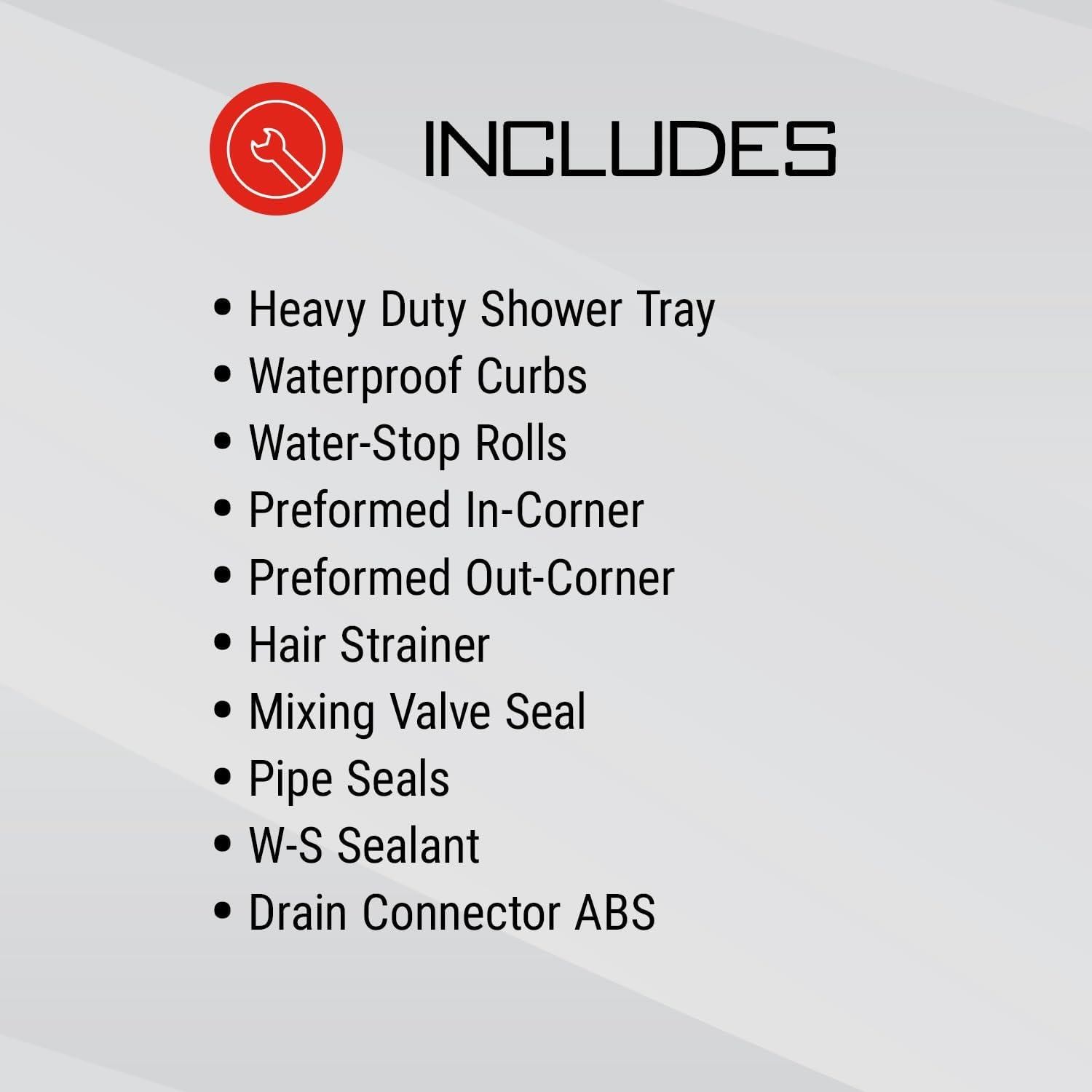 GURU USA Presloped Shower System -PVC/36" x 60"/Without Drain / Center Placement